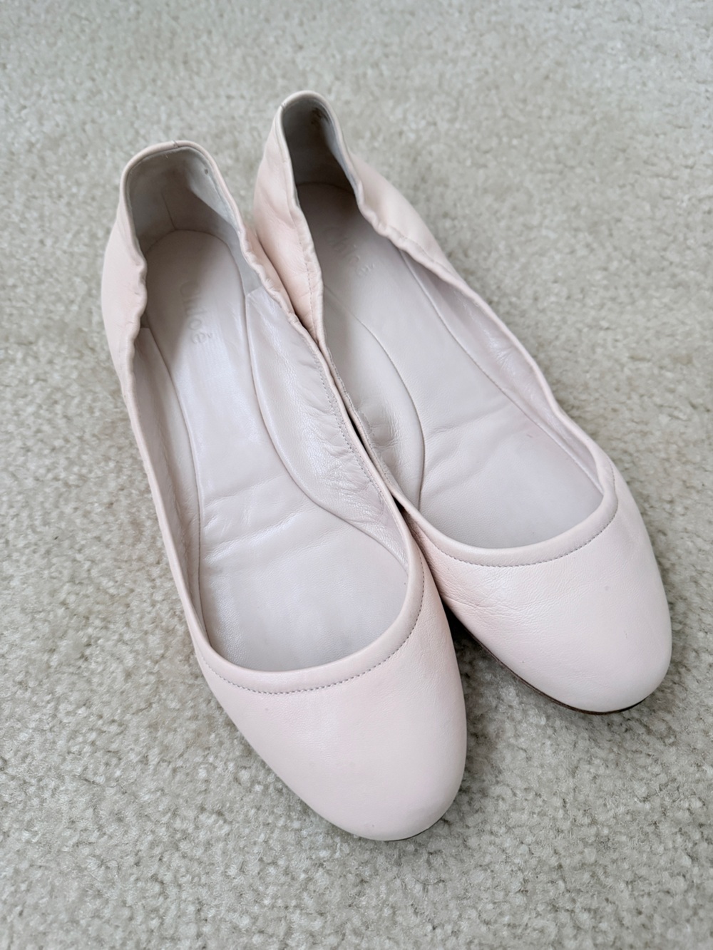 Chloe Pale Pink Leather Ballet Flats Size 39
